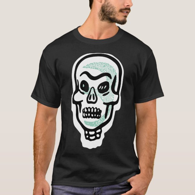 Classic Halloween Skull | Green Highlights T-Shirt (Front)