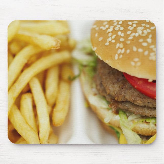 classic hamburger and fries mouse pad (Front)