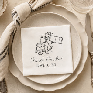 Classic Hand Sketch Dachshund Champagne Wedding Napkin