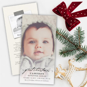 Classic Handwriting Baby 1st Christmas Photo Card