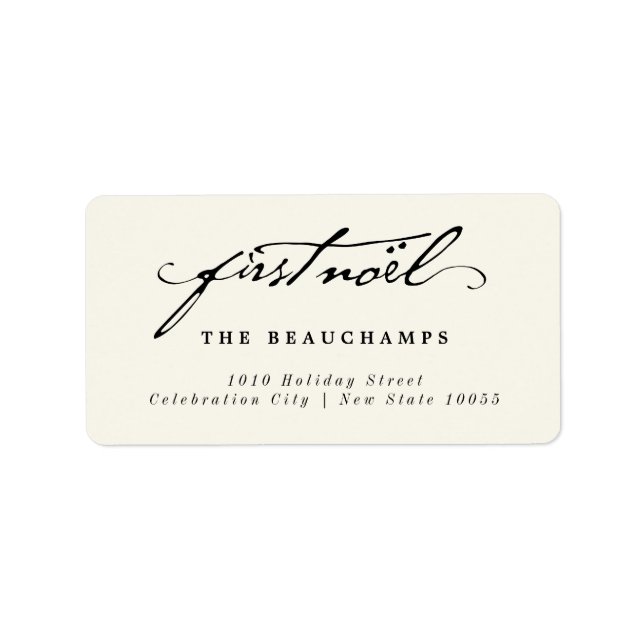 Classic Handwriting Baby's First Noel Address Label (Front)