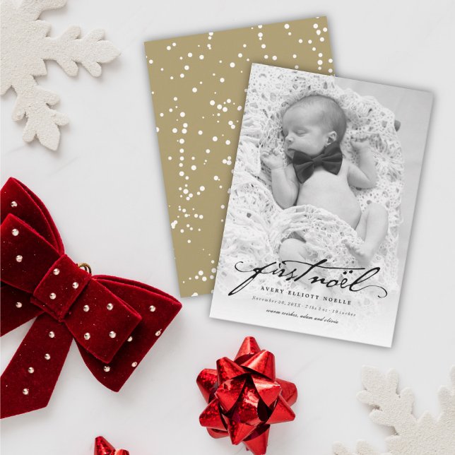 Classic Handwriting Baby's First Noel Photo Card (Creator Uploaded)