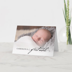 Classic Handwriting Script Baby's First Noel Photo Holiday Card