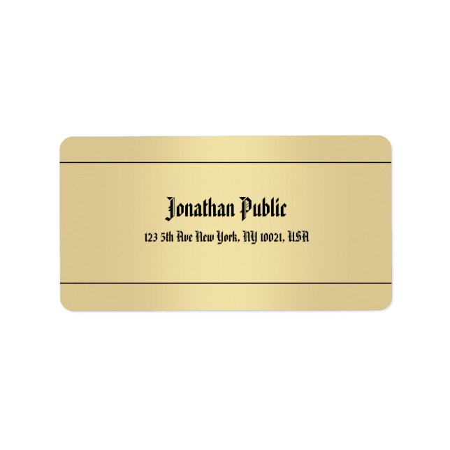 Classic Handwritten Name Gold Look Cool Address Label (Front)