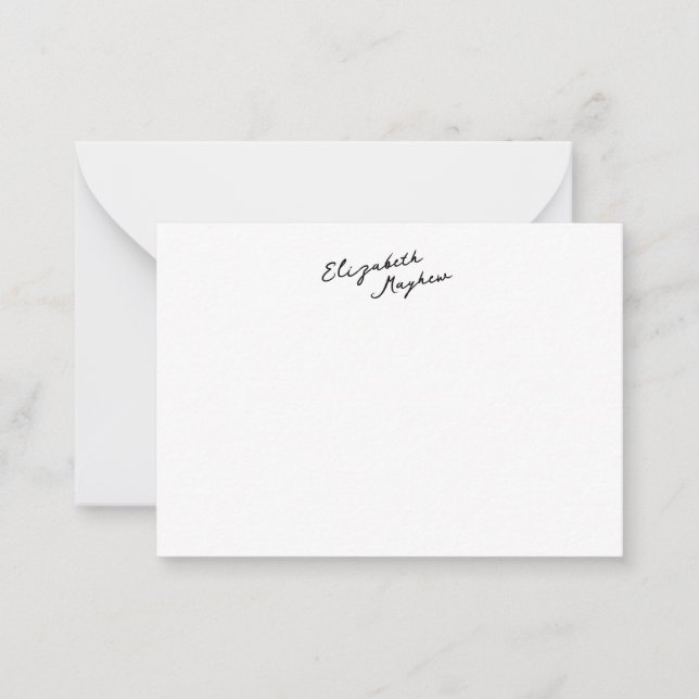 Classic Handwritten Name Monogram Flat Note Cards (Front)