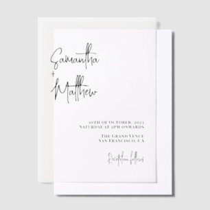 Classic Handwritten Script Minimalist Wedding Vellum Invitations