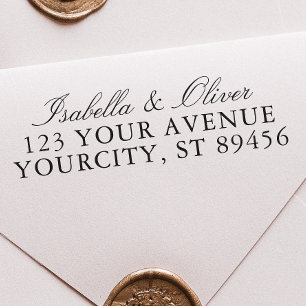 Classic Handwritten Script Wedding Return Address  Self-inking Stamp