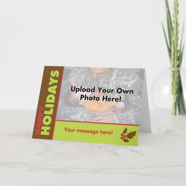 Classic Happy Holidays Photo Template Card (Front)