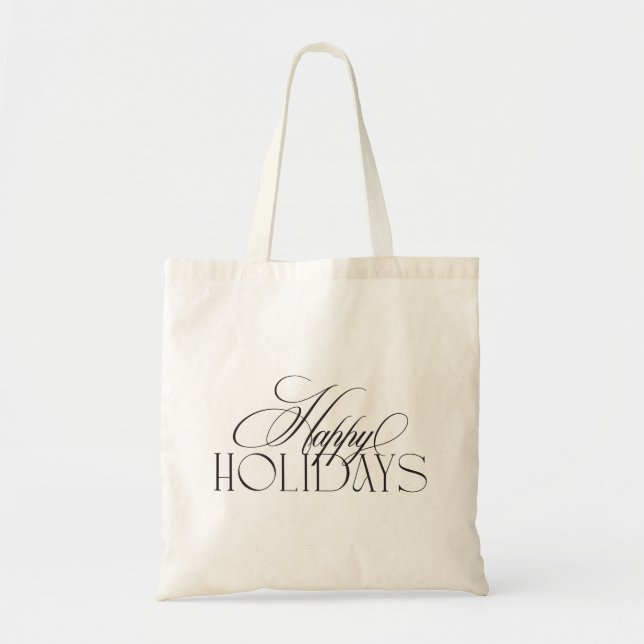 Classic Happy Holidays Text Christmas Tote Bag (Front)