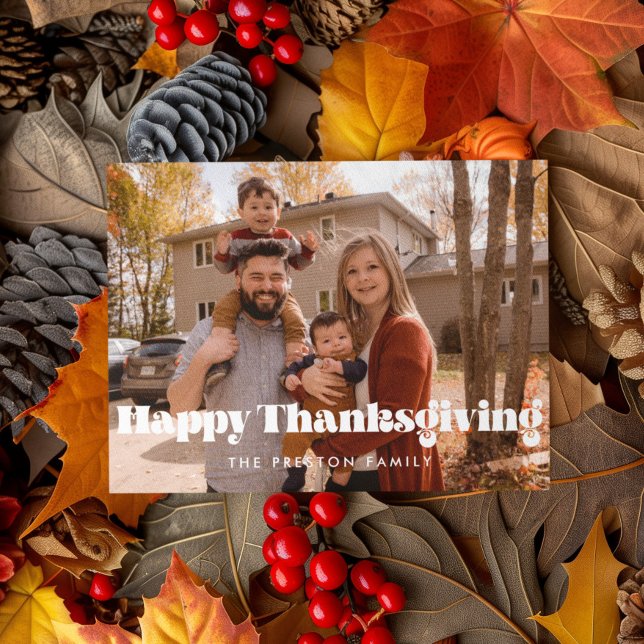 Classic Happy Thanksgiving family photo Holiday Card (Creator Uploaded)