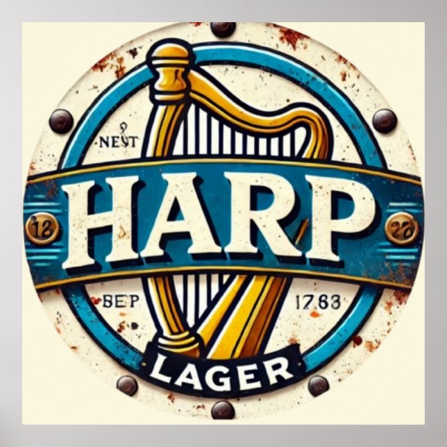 Classic Harp Lager Beer Logo Round Poster (Front)