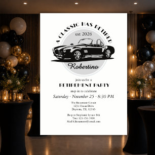 Classic Has Retired Black Car Retirement Party Invitation