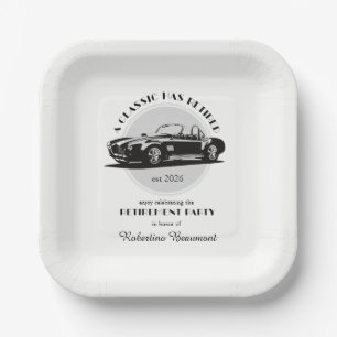 Classic Has Retired Black Car Retirement Party Paper Plate