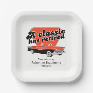 Classic has Retired Red Car Retirement Party Paper Plate