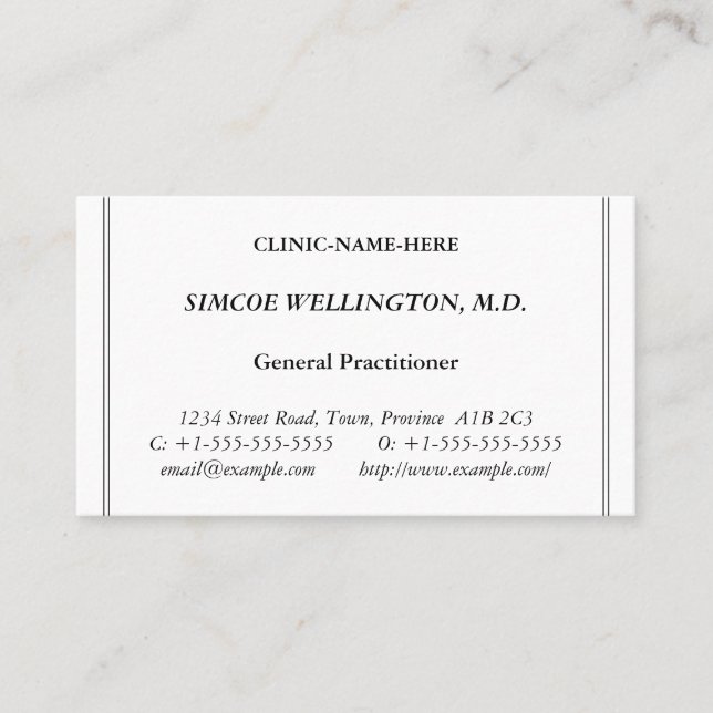 Classic Health Care Specialist Business Card (Front)