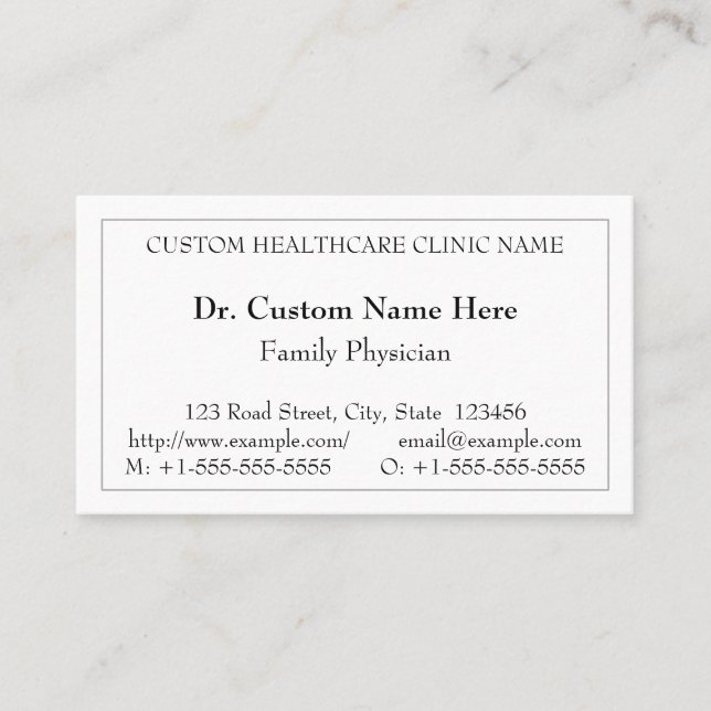 Classic Healthcare Professional Business Card (Front)
