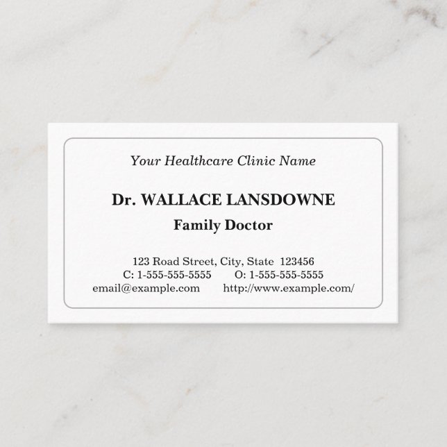 Classic, Healthcare Specialist Business Card (Front)