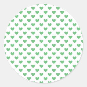 Classic Hearts Summer Green - White Classic Round Sticker