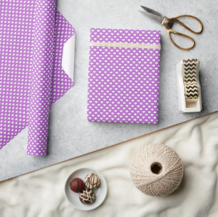 Classic Hearts White - Orchid Purple Wrapping Paper