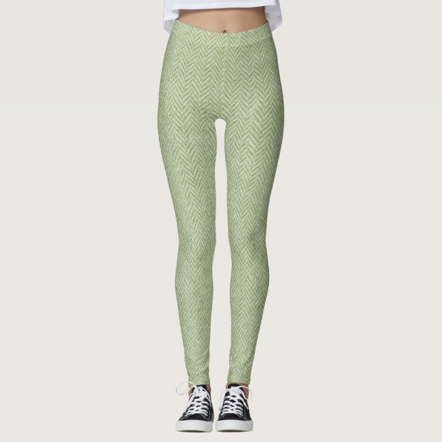 Classic Herringbone Weave Texture – Seamless Timel Leggings (Front)