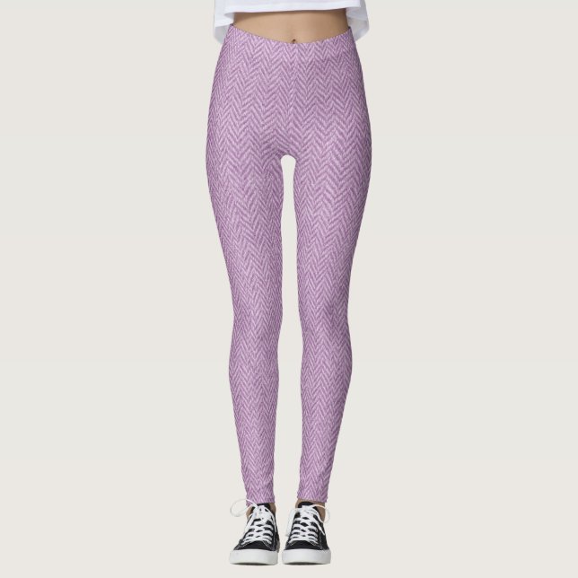 Classic Herringbone Weave Texture – Seamless Timel Leggings (Front)