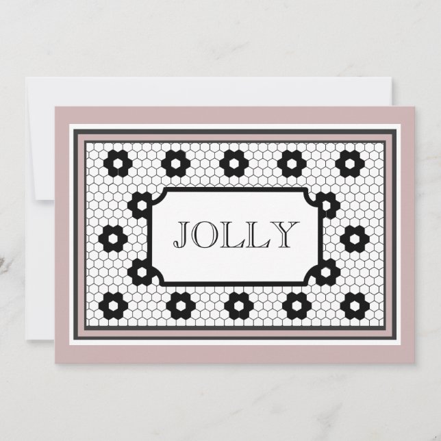 Classic Hex tile design jolly holiday card (Front)