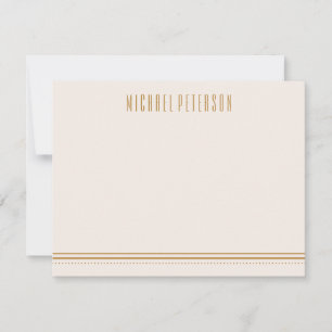 Classic Hexagon Men's Stationery - Gold Note Card