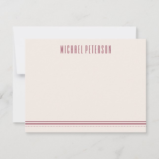 Classic Hexagon Men's Stationery - Maroon Card (Front)