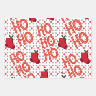 Classic Ho Ho Ho and Santa Boots Christmas Wrappin Wrapping Paper Sheet