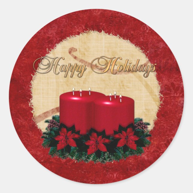 Classic Holiday Deco Christmas GIFT Classic Round Sticker (Front)