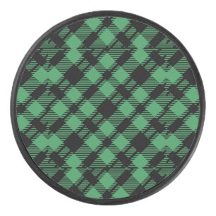 Classic Holiday Green Chequered Pattern  Hockey Puck