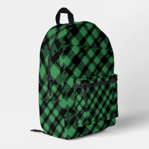 Classic Holiday Green Chequered Pattern  Printed Backpack