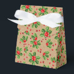 Classic Holiday Green Holly Red Berries Favour Box<br><div class="desc">Contemporary classic Christmas holiday season Holly berries and leaves pattern on a rustic faux brown kraft paper style background. Available on products such as wrapping and tissue paper,  return address labels,  gift tags,  bags and favour boxes,  stickers and ribbons.</div>