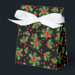 Classic Holiday Green Holly Red Berries Pattern Favour Box<br><div class="desc">Contemporary classic Christmas holiday season Holly berries and leaves pattern. Available on products such as wrapping and tissue paper,  return address labels,  gift tags,  bags and favour boxes,  stickers and ribbons.</div>