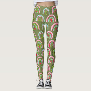 Classic Holiday Pattern- Colourful Rainbow Leggings