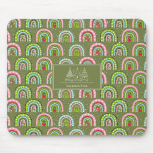 Classic Holiday Pattern- Colourful Rainbow Mouse Mat
