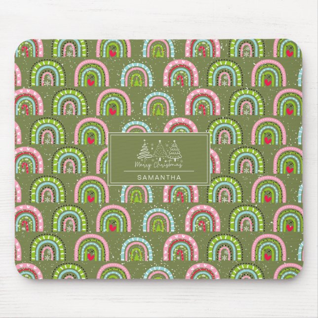 Classic Holiday Pattern- Colourful Rainbow Mouse Mat (Front)