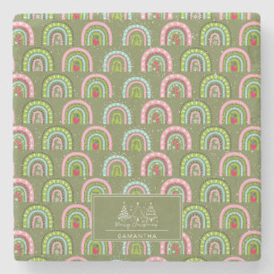 Classic Holiday Pattern- Colourful Rainbow Stone Coaster
