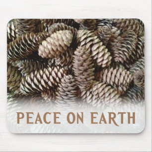 Classic Holiday Pine Cone Peace On Earth Mouse Mat