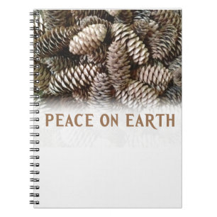 Classic Holiday Pine Cone Peace On Earth Notebook