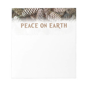 Classic Holiday Pine Cone Peace On Earth Notepad