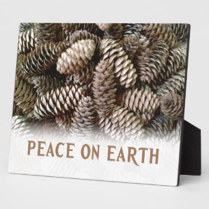 Classic Holiday Pine Cone Peace On Earth Plaque
