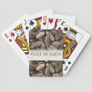 Classic Holiday Pine Cone Peace On Earth Playing Cards