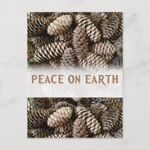 Classic Holiday Pine Cone Peace On Earth Postcard