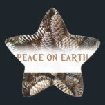 Classic Holiday Pine Cone Peace On Earth Star Sticker<br><div class="desc">Festive,  earthy pine cones set off this classic,  elegant design wishing Peace On Earth.</div>