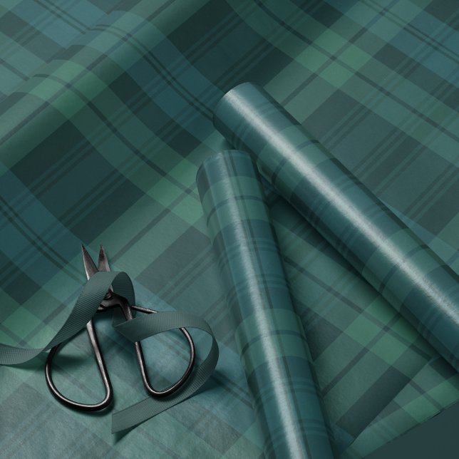 Classic holiday plaid bold navy green tartan wrapping paper (Creator Uploaded)
