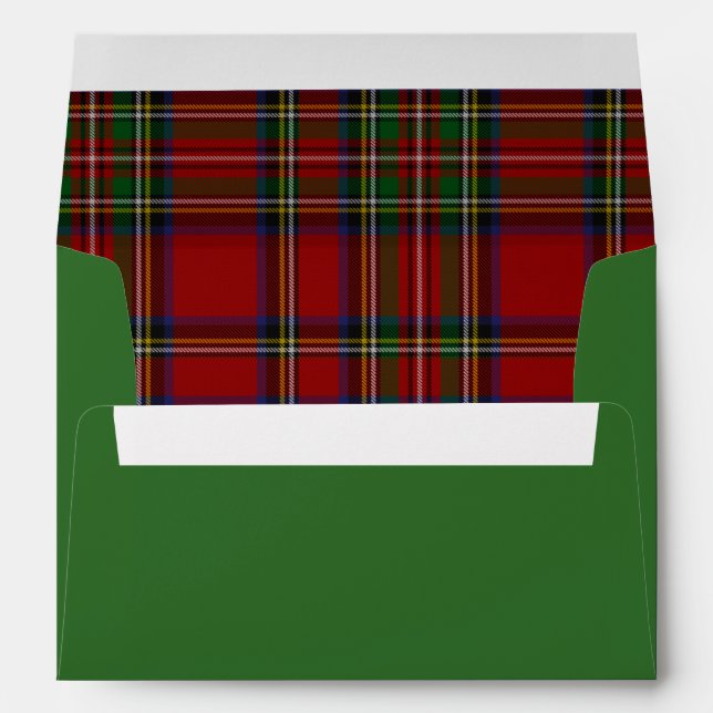 Classic Holiday Plaid Green Envelope (Back (Bottom))