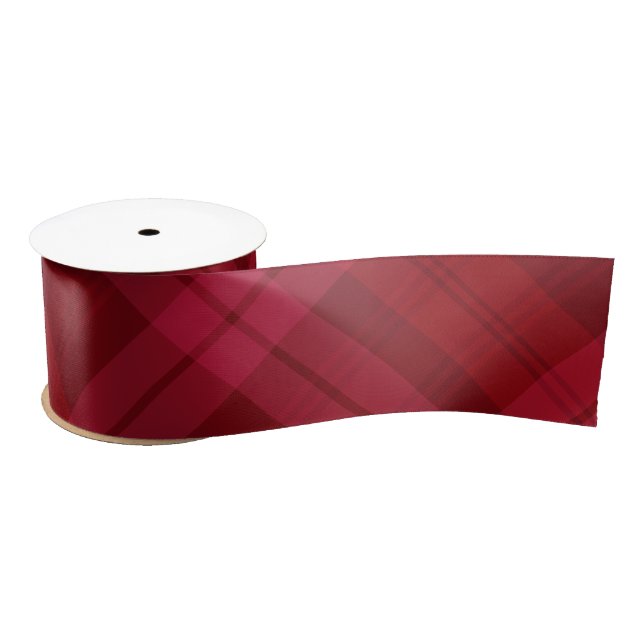 Classic holiday plaid red Christmas tartan Satin Ribbon (Spool)