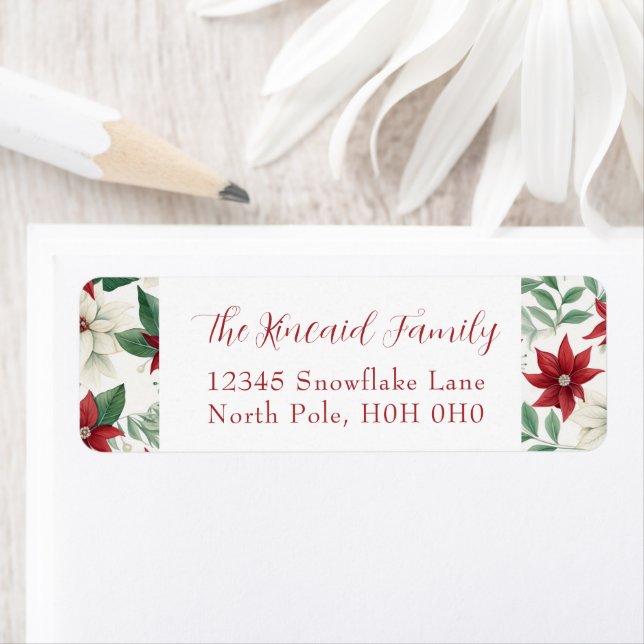 Classic Holiday Poinsettia Return Address Label (Insitu)