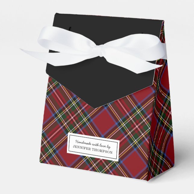 Classic Holiday Red Tartan Gift Favour Box (Front Side)
